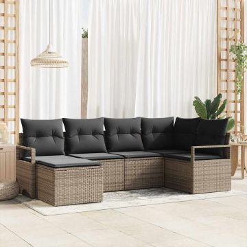 vidaXL Set de canapele pentru grădină cu pernă cu depozitare 6 pcs Gri