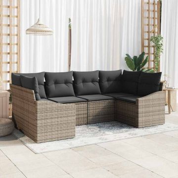 vidaXL Set de canapele pentru grădină cu pernă cu depozitare 6 pcs Gri