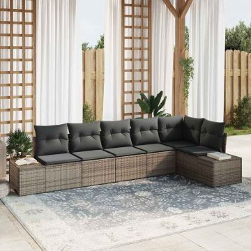 vidaXL Set de canapele pentru grădină cu pernă cu depozitare 6 pcs Gri