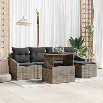 vidaXL Set de canapele pentru grădină cu pernă cu depozitare 6 pcs Gri
