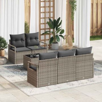 vidaXL Set de canapele pentru grădină cu pernă cu depozitare 6 pcs Gri