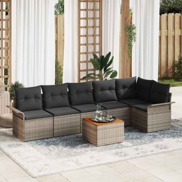 vidaXL Set de canapele pentru grădină cu pernă cu depozitare 7 pcs Gri