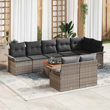 vidaXL Set de canapele pentru grădină cu pernă cu depozitare 9 pcs Gri