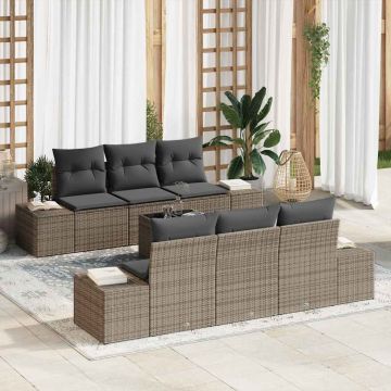 vidaXL Set de canapele pentru grădină Manual 7 pcs Gri 55 x 55 x 37 cm