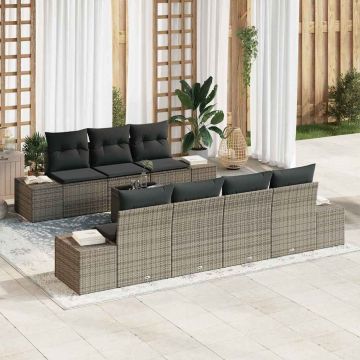 vidaXL Set de canapele pentru grădină Manual 8 pcs Gri 55 x 55 x 37 cm
