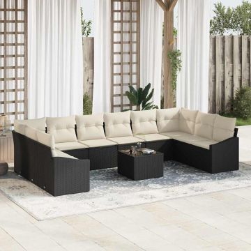 vidaXL Set de masă pentru grădină cu pernă 11 pcs Maro și Crem