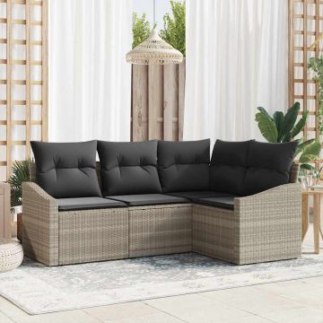 vidaXL Set de masă pentru grădină cu pernă 4 pcs Gri deschis