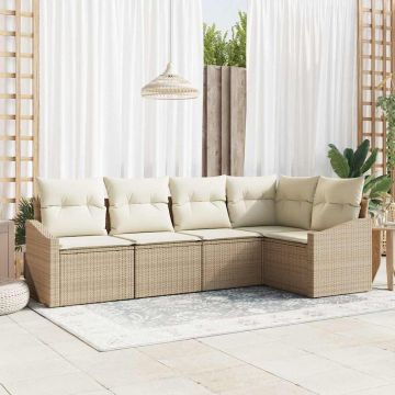 vidaXL Set de masă pentru grădină cu pernă 5 pcs Bej și crem