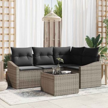 vidaXL Set de masă pentru grădină cu pernă 5 pcs Gri deschis
