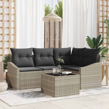 vidaXL Set de masă pentru grădină cu pernă 5 pcs Gri deschis