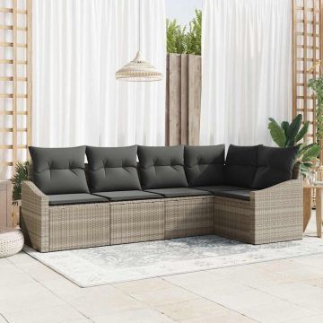 vidaXL Set de masă pentru grădină cu pernă 5 pcs Gri deschis