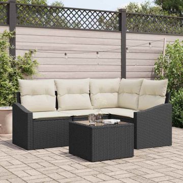 vidaXL Set de masă pentru grădină cu pernă 5 pcs Maro și Crem