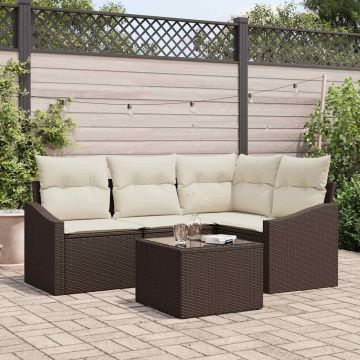 vidaXL Set de masă pentru grădină cu pernă 5 pcs Maro și Crem