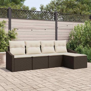 vidaXL Set de masă pentru grădină cu pernă 5 pcs Maro și Crem