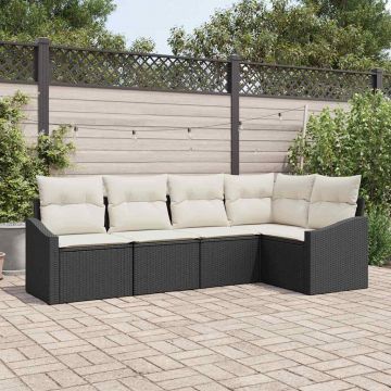vidaXL Set de masă pentru grădină cu pernă 5 pcs Negru și Crem