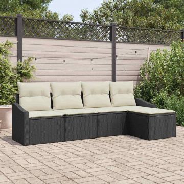 vidaXL Set de masă pentru grădină cu pernă 5 pcs Negru și Crem