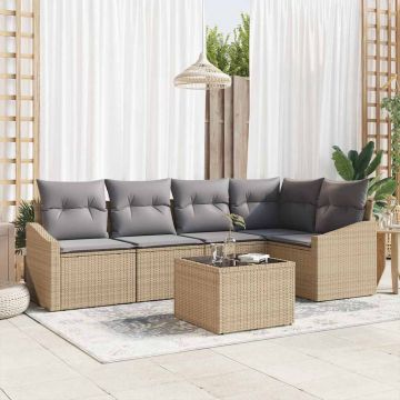 vidaXL Set de masă pentru grădină cu pernă 6 pcs Beige și gri deschis