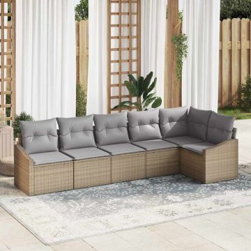 vidaXL Set de masă pentru grădină cu pernă 6 pcs Beige și gri deschis