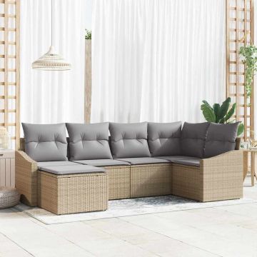 vidaXL Set de masă pentru grădină cu pernă 6 pcs Beige și gri deschis