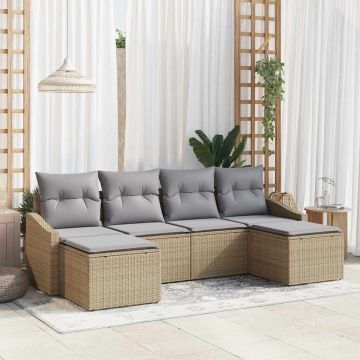 vidaXL Set de masă pentru grădină cu pernă 6 pcs Beige și gri deschis