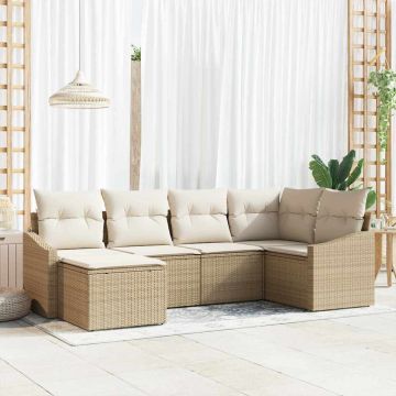 vidaXL Set de masă pentru grădină cu pernă 6 pcs Bej și crem