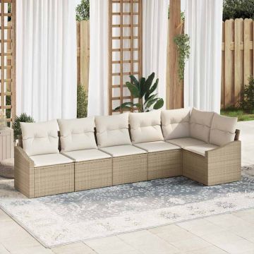 vidaXL Set de masă pentru grădină cu pernă 6 pcs Bej și crem