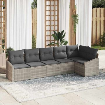 vidaXL Set de masă pentru grădină cu pernă 6 pcs Gri deschis