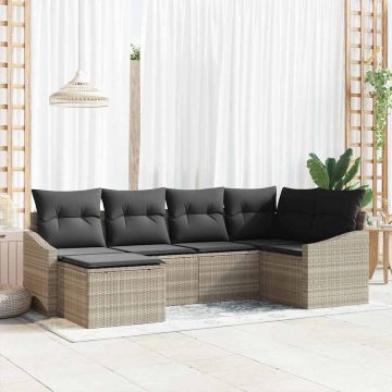 vidaXL Set de masă pentru grădină cu pernă 6 pcs Gri deschis