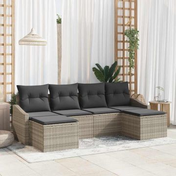 vidaXL Set de masă pentru grădină cu pernă 6 pcs Gri deschis