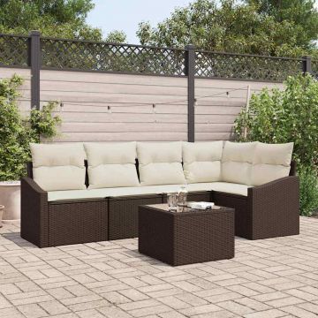 vidaXL Set de masă pentru grădină cu pernă 6 pcs Maro și Crem