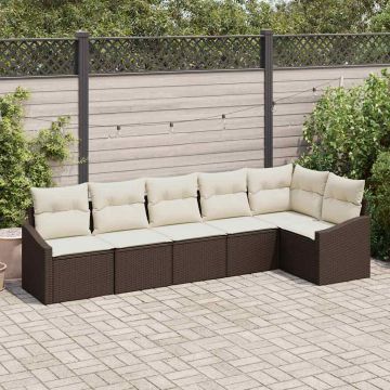 vidaXL Set de masă pentru grădină cu pernă 6 pcs Maro și Crem
