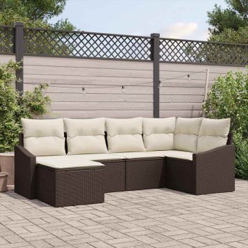 vidaXL Set de masă pentru grădină cu pernă 6 pcs Maro și Crem