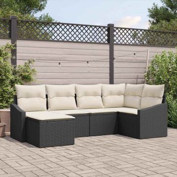 vidaXL Set de masă pentru grădină cu pernă 6 pcs Negru și Crem