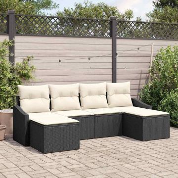 vidaXL Set de masă pentru grădină cu pernă 6 pcs Negru și Crem