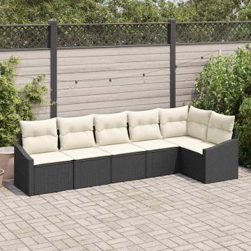 vidaXL Set de masă pentru grădină cu pernă 6 pcs Negru și Crem