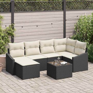 vidaXL Set de masă pentru grădină cu pernă 7 pcs Maro și Crem
