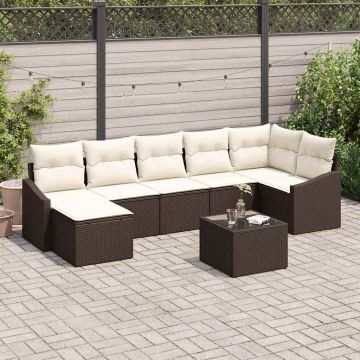 vidaXL Set de masă pentru grădină cu pernă 8 pcs Maro și Crem