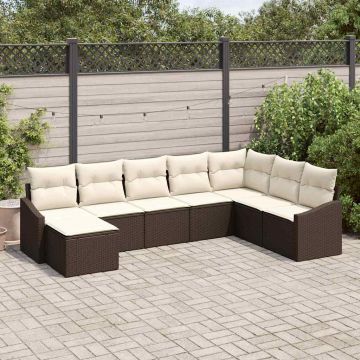vidaXL Set de masă pentru grădină cu pernă 8 pcs Maro și Crem
