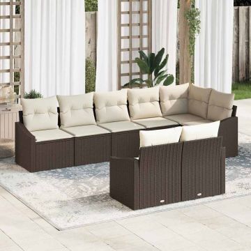 vidaXL Set de masă pentru grădină cu pernă 8 pcs Maro și Crem