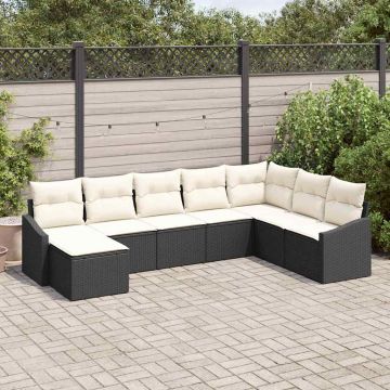 vidaXL Set de masă pentru grădină cu pernă 8 pcs Negru și Crem