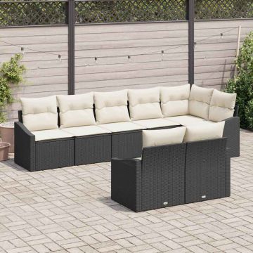 vidaXL Set de masă pentru grădină cu pernă 8 pcs Negru și Crem