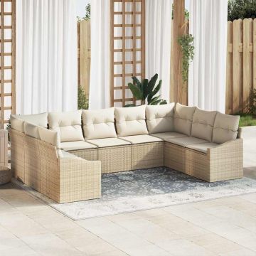 vidaXL Set de masă pentru grădină cu pernă 9 pcs Bej și crem