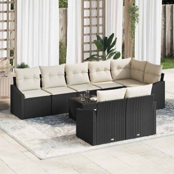 vidaXL Set de masă pentru grădină cu pernă 9 pcs Maro și Crem