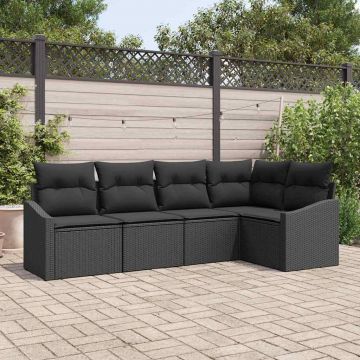 vidaXL Set de masă pentru grădină cu pernă cu depozitare 5 pcs Negru