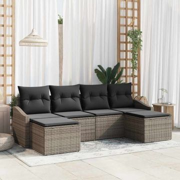 vidaXL Set de masă pentru grădină cu pernă cu depozitare 6 pcs Gri