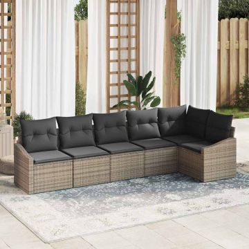 vidaXL Set de masă pentru grădină cu pernă cu depozitare 6 pcs Gri