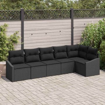 vidaXL Set de masă pentru grădină cu pernă cu depozitare 6 pcs Negru
