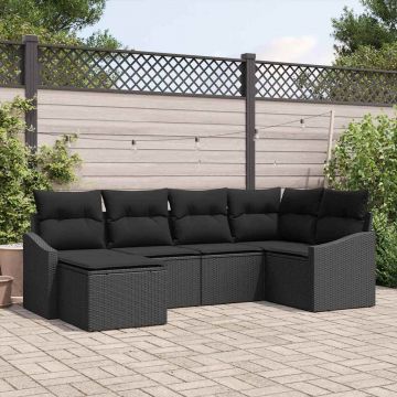 vidaXL Set de masă pentru grădină cu pernă cu depozitare 6 pcs Negru