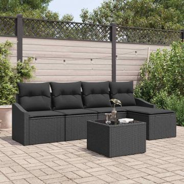 vidaXL Set de masă pentru grădină cu pernă cu depozitare 6 pcs Negru