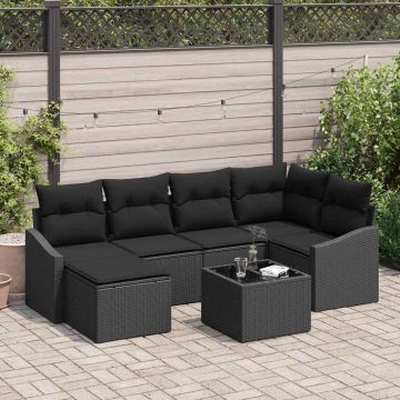 vidaXL Set de masă pentru grădină cu pernă cu depozitare 7 pcs Negru